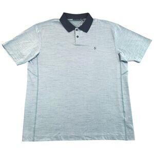 NWT Devereux Golf Union Smoke Blue Performance Polo Shirt Black Collar Men’s L